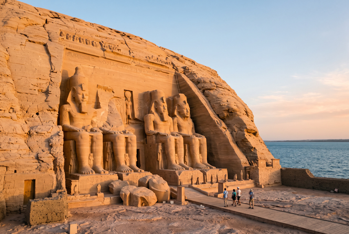 Der große Tempel von Abu Simbel mit den Kolossalstatuen Ramses’ II.